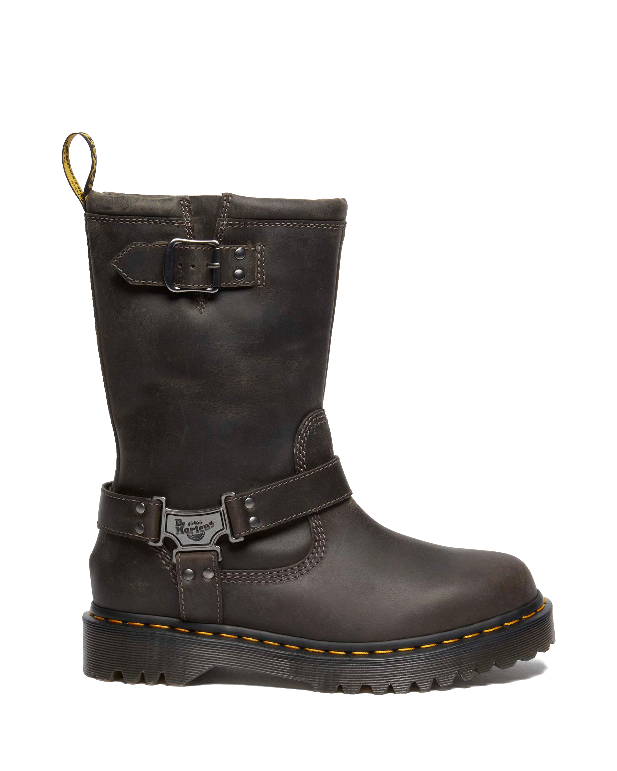 Dr. Martens ANISTONE HI リガーブーツ　黒 Anistone Tall Leather Biker Boots in Charcoal Grey | Dr. Martens™