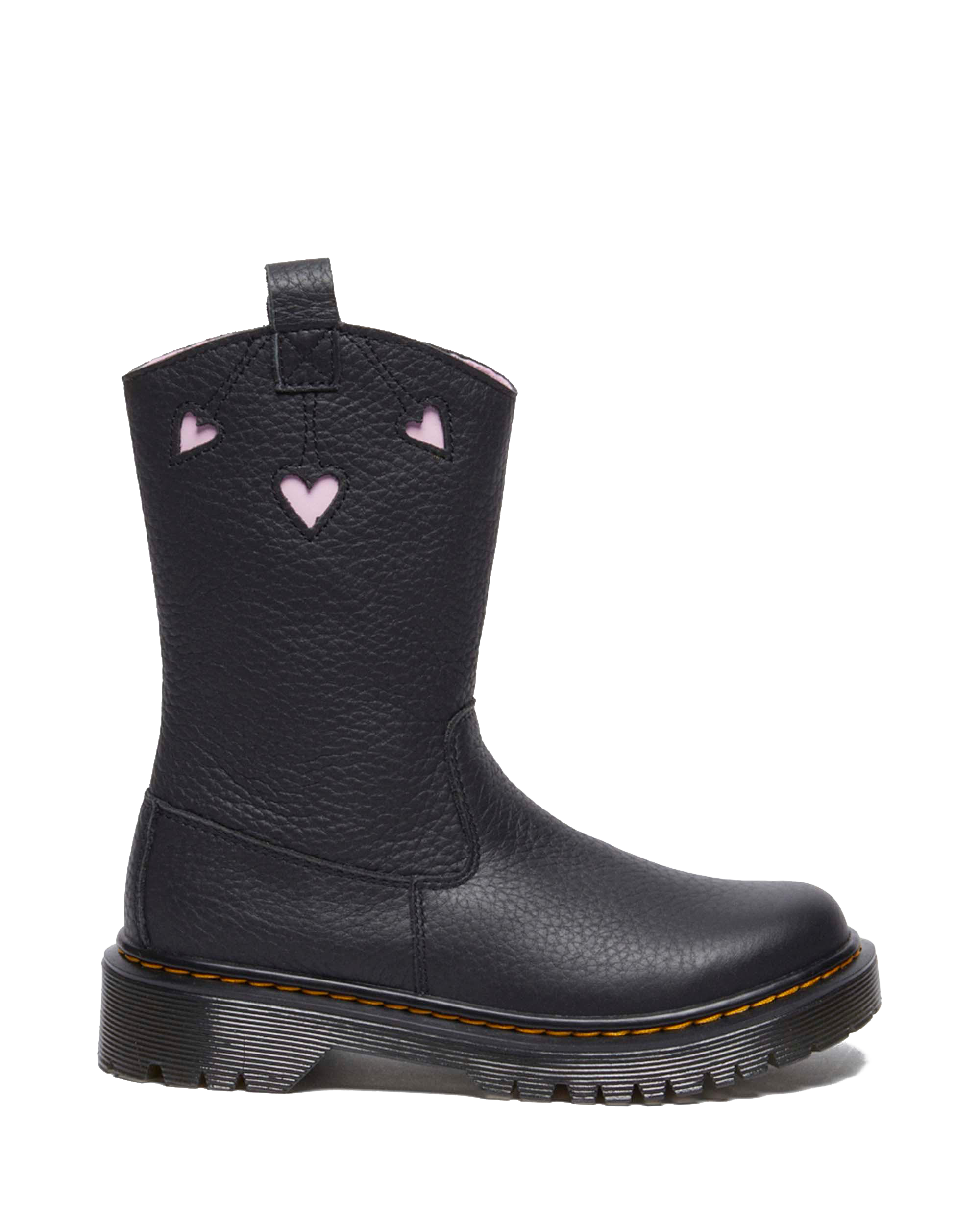 Junior Bex Heart Pull-On High Boots in Black+Pink | Dr. Martens™