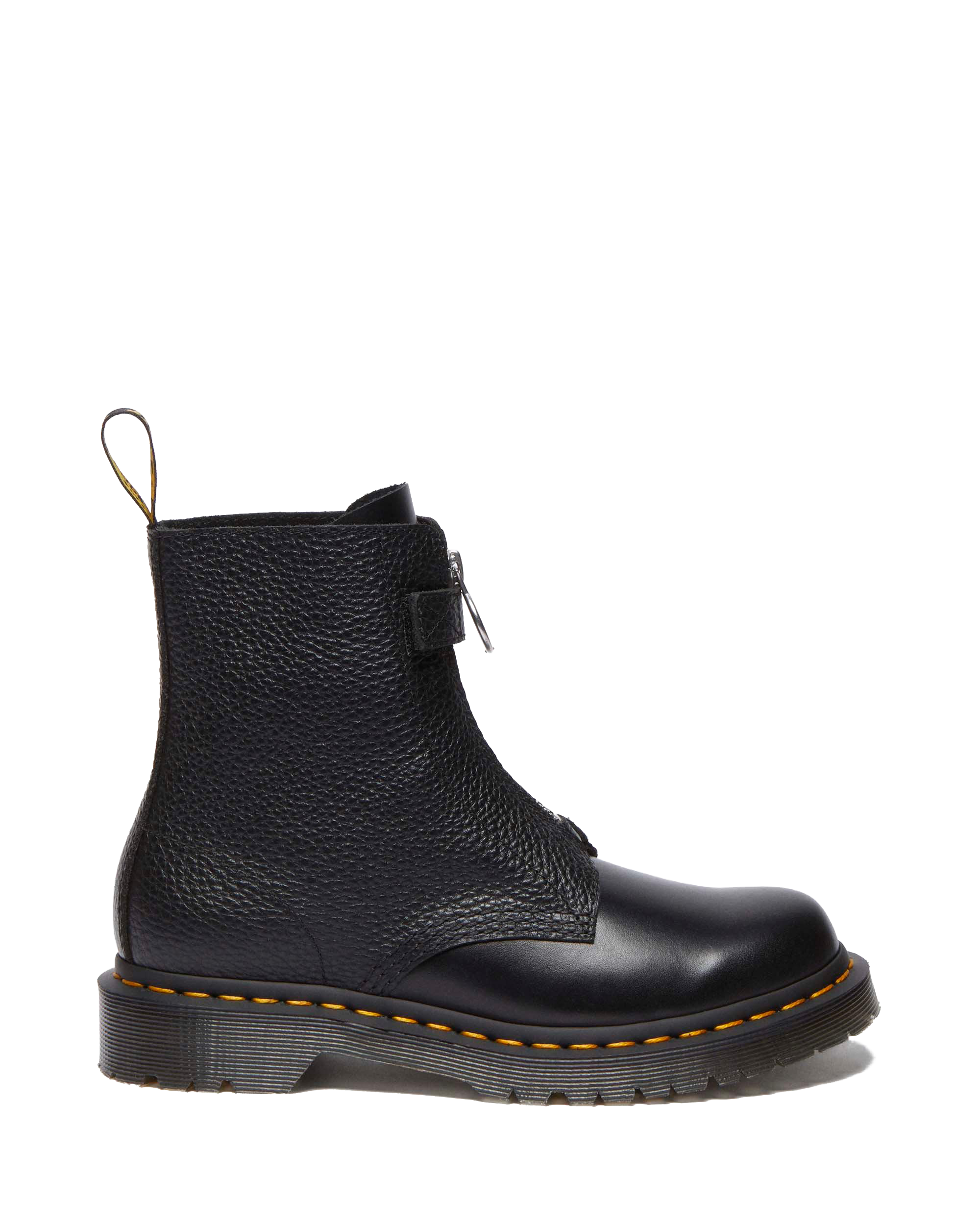 1460 Pascal Front Zip Leather Boots in Black | Dr. Martens™