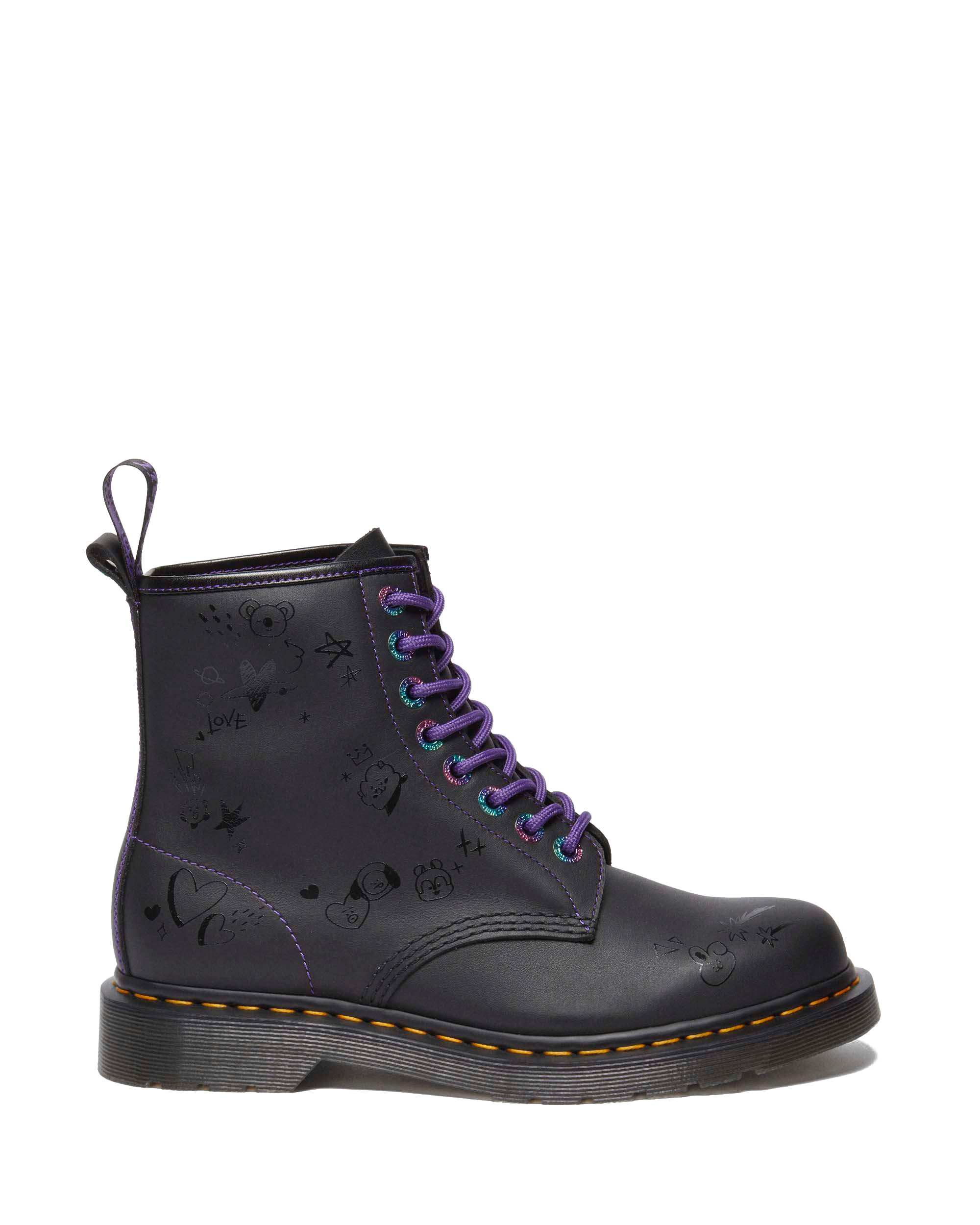 1460 BT21 Leather Lace Up Boots in BLACK | Dr. Martens™
