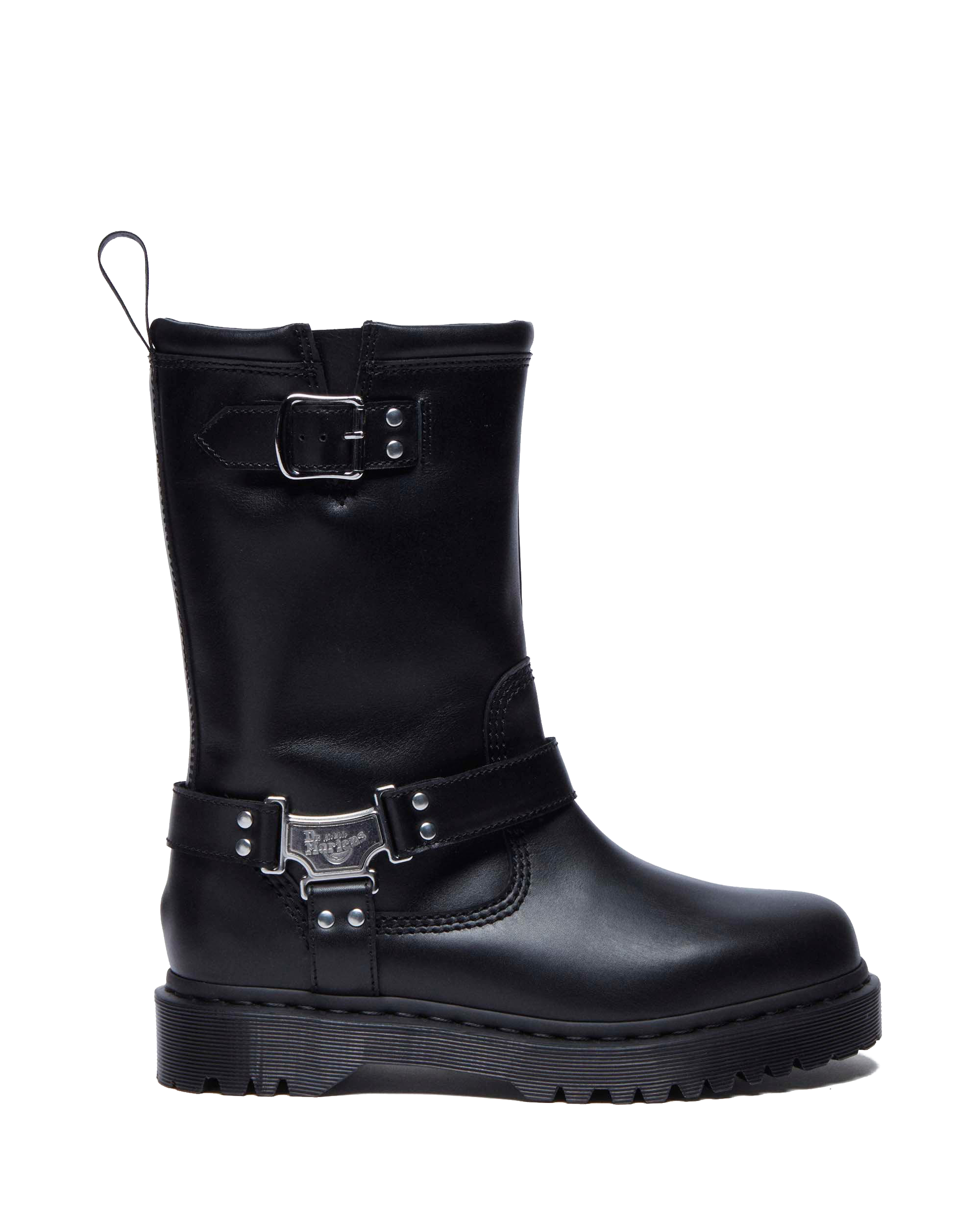 Anistone Tall Leather Biker Boots in Black | Dr. Martens™