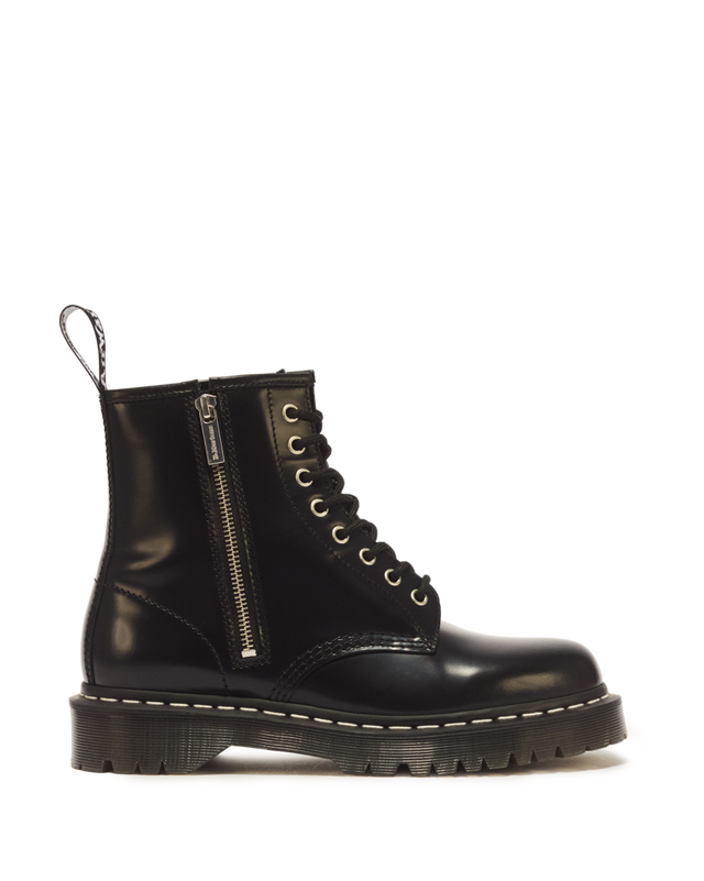 LACE AND ZIP SMOOTH LEATHER BOOTS