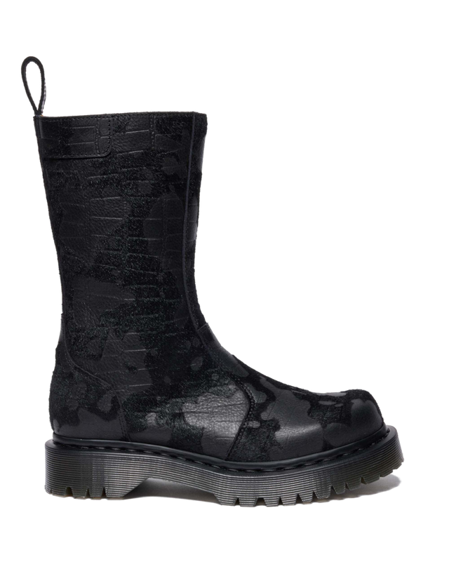REJENA HAIR ON CROC EMBOSS LEATHER BOOTS