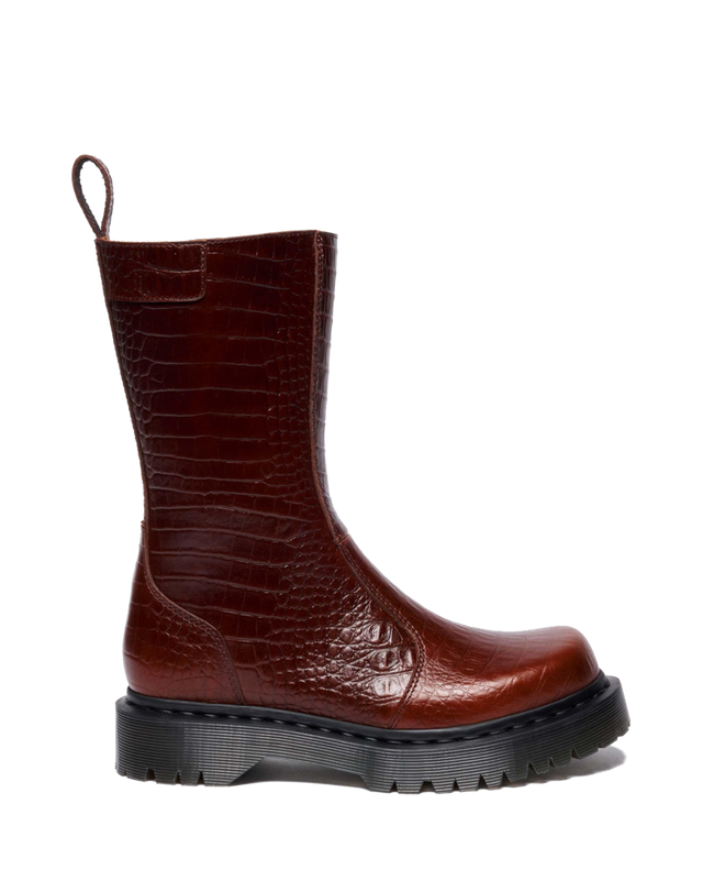 REJENA CROC EMBOSS LEATHER BOOTS