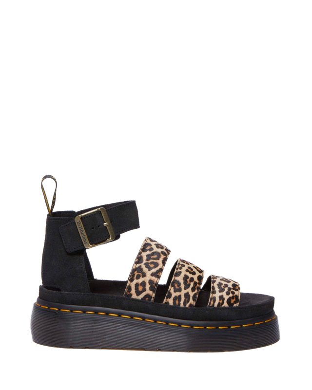 CLARISSA II QUAD LEOPARD LEATHER PLATFORM SANDALS
