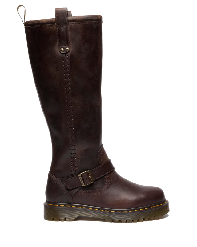 ANISTONE KNEE HIGH CRAZY HORSE BIKER BOOTS