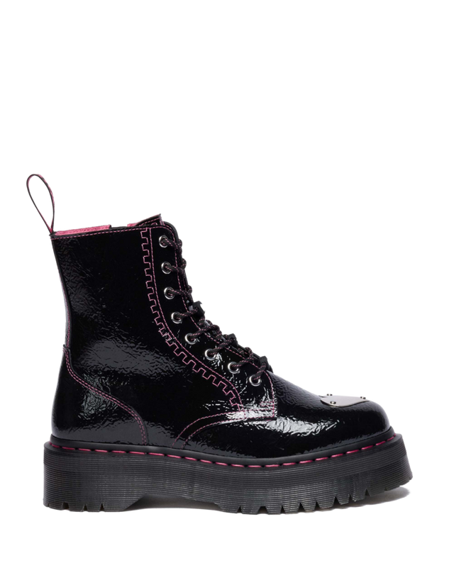 JADON DISTRESSED PATENT LEATHER PLATFORM BOOTS