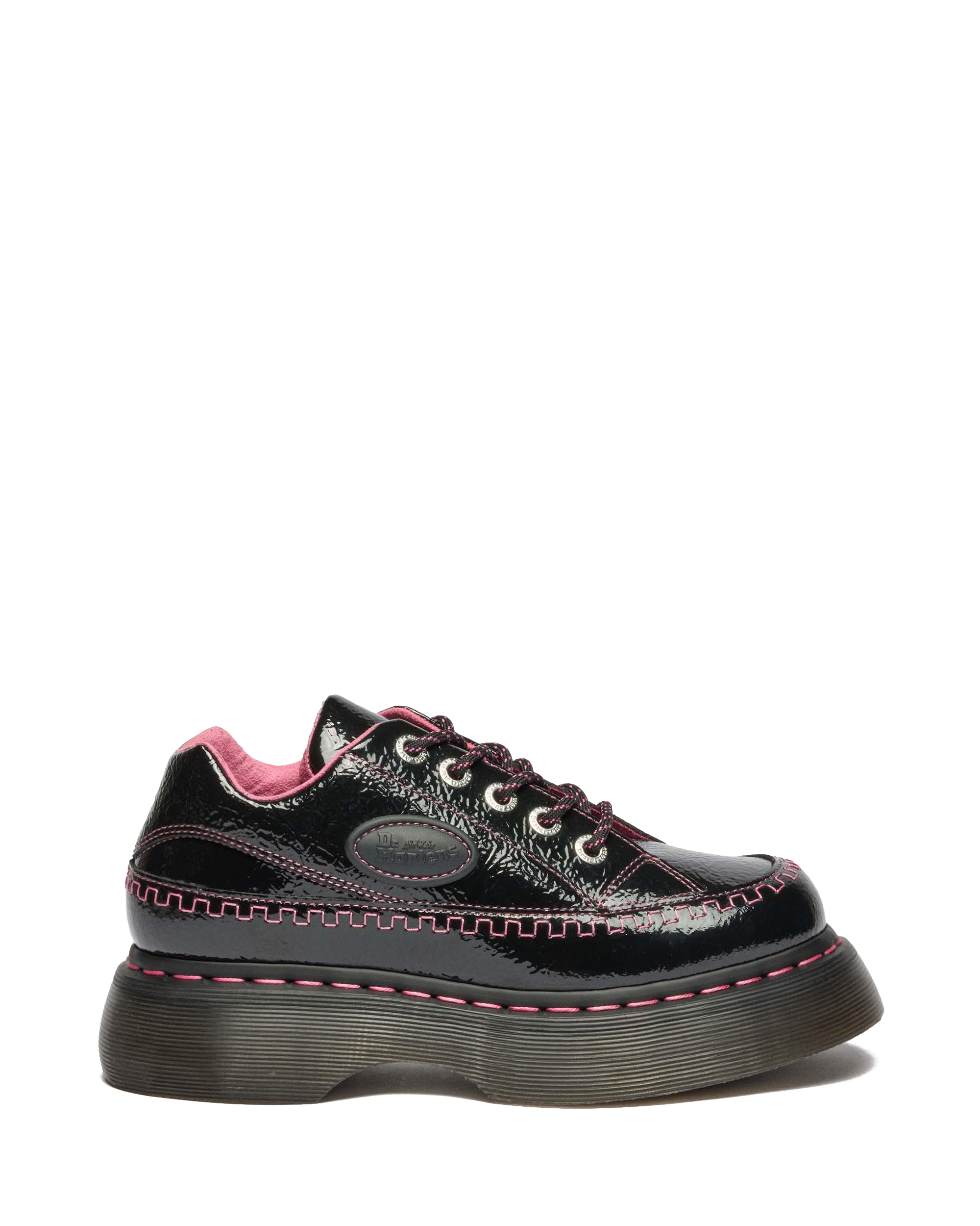 Buzz 5-Eye Distressed Patent Leather Shoes in Black | Dr. Martens™