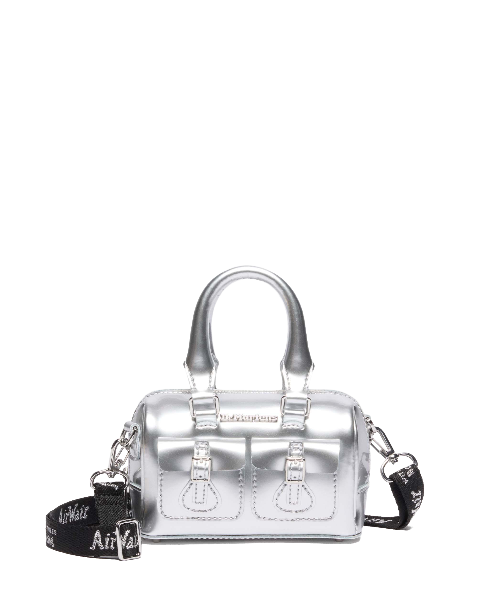 Mini Top Handle Bag Silver Metallic Patent Lamper in Silver