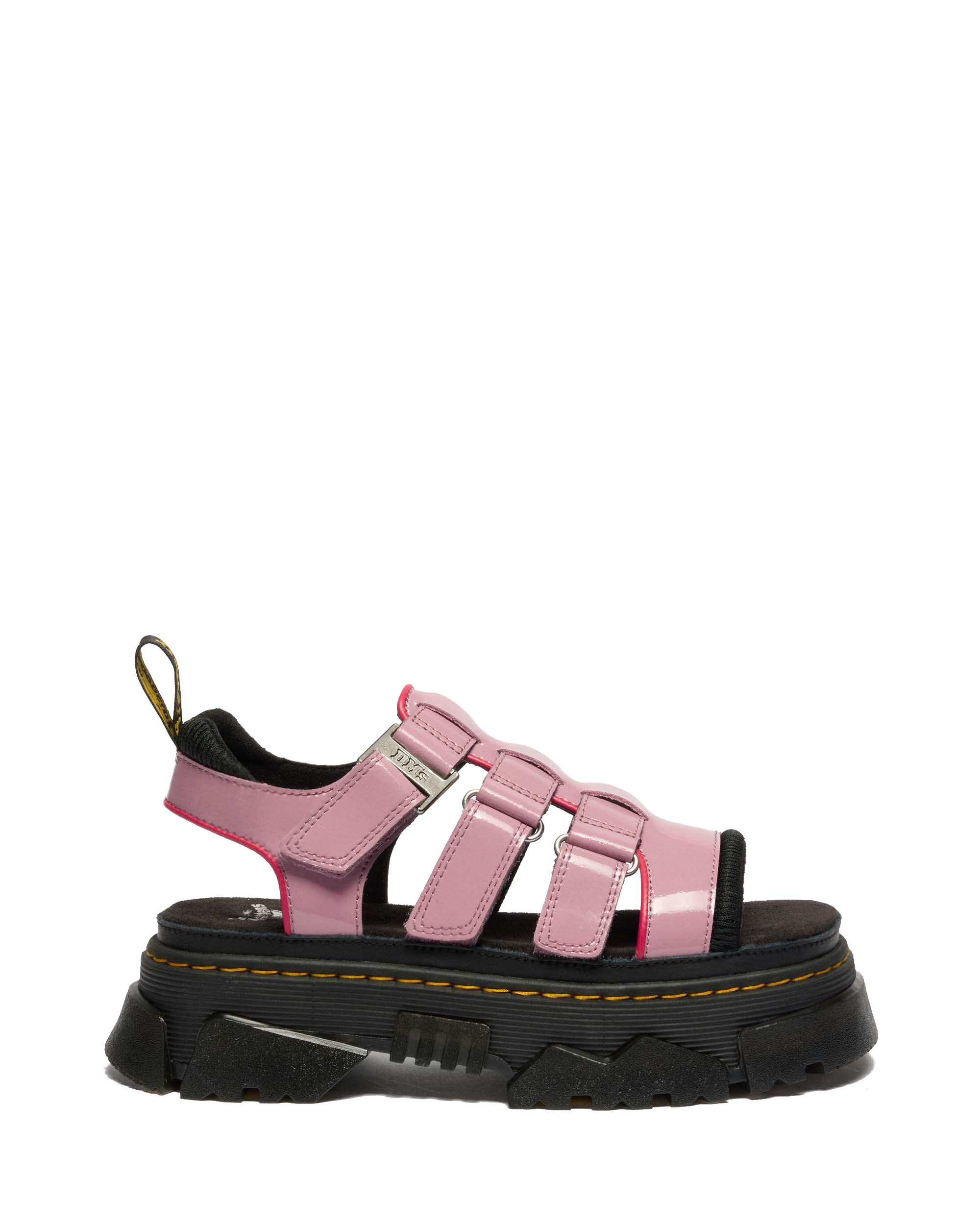 靴 Dr. Martens MATTISON 3S Mattison Three Strap Soft Patent Leather Sandals in Dusty Rose