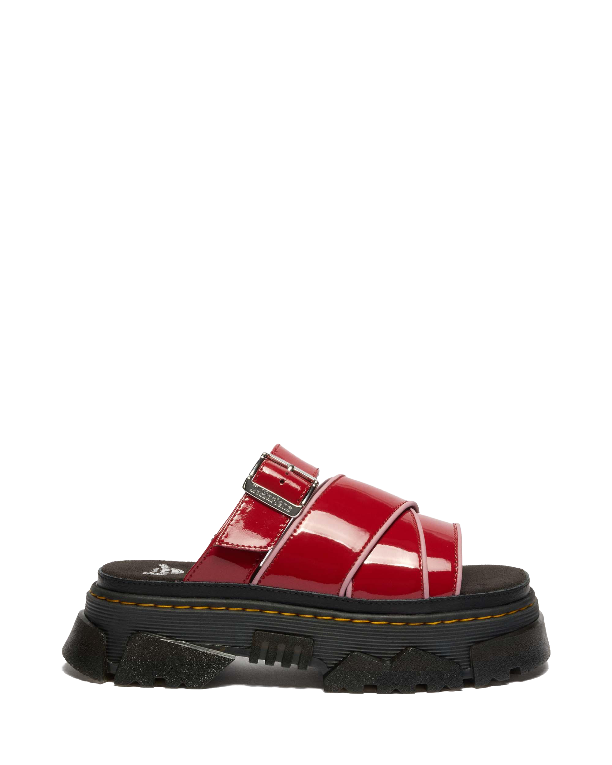 Mattison Slide Soft Patent Leather Sandals in Scarlet Red | Dr