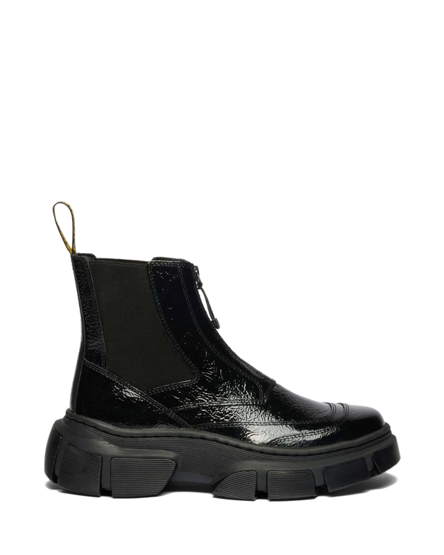 DMXL DISTRESSED PATENT LEATHER CHELSEA BOOTS