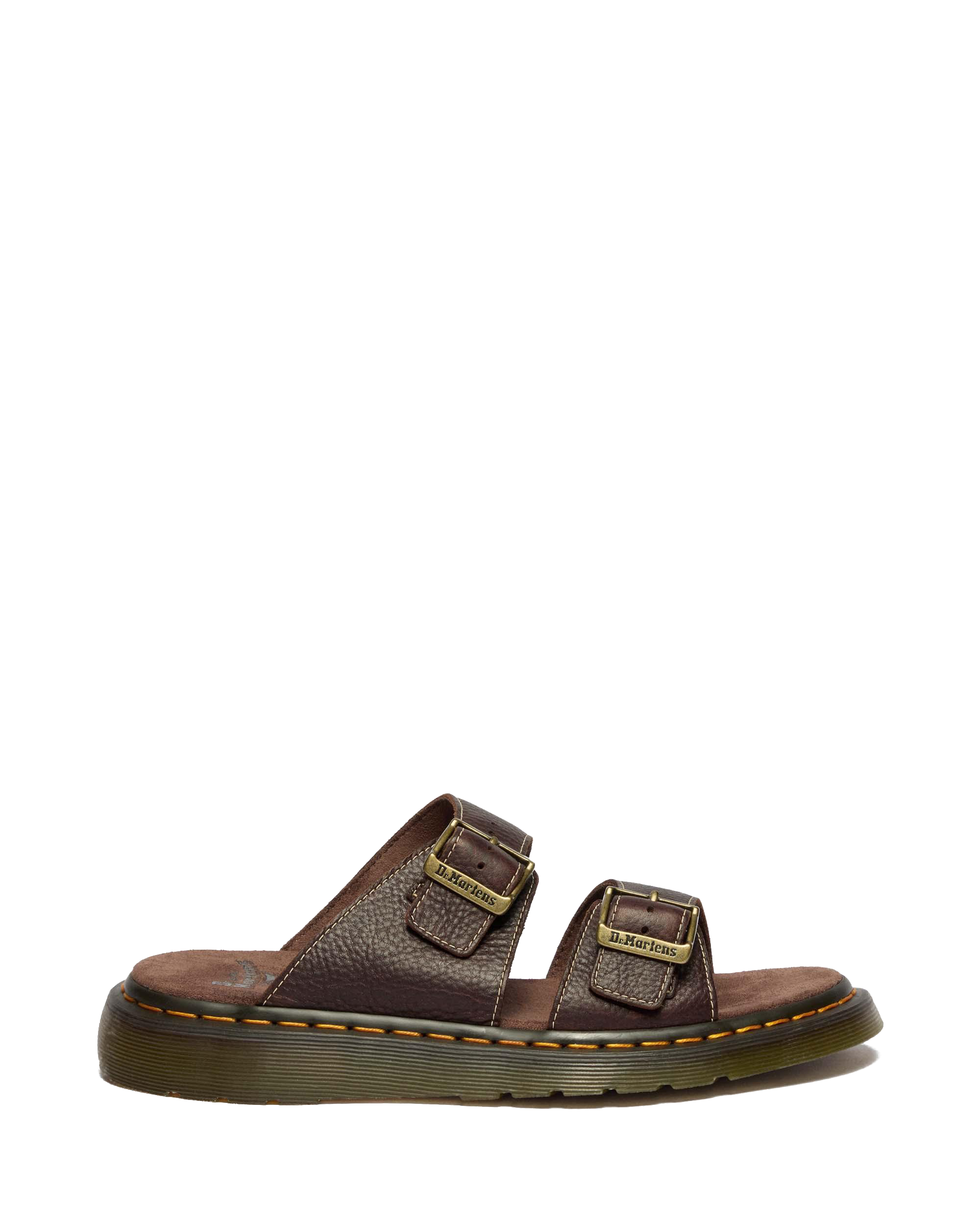 Josef Slide Grizzly Leather Sandals in Dark Brown | Dr. Martens™