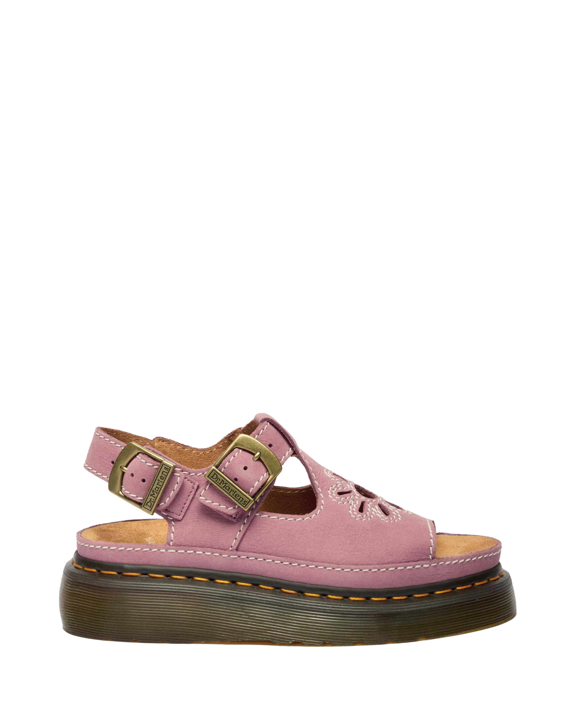 Dunnet Flower Nubuck Platform Sandals in Dusty Rose | Dr. Martens™