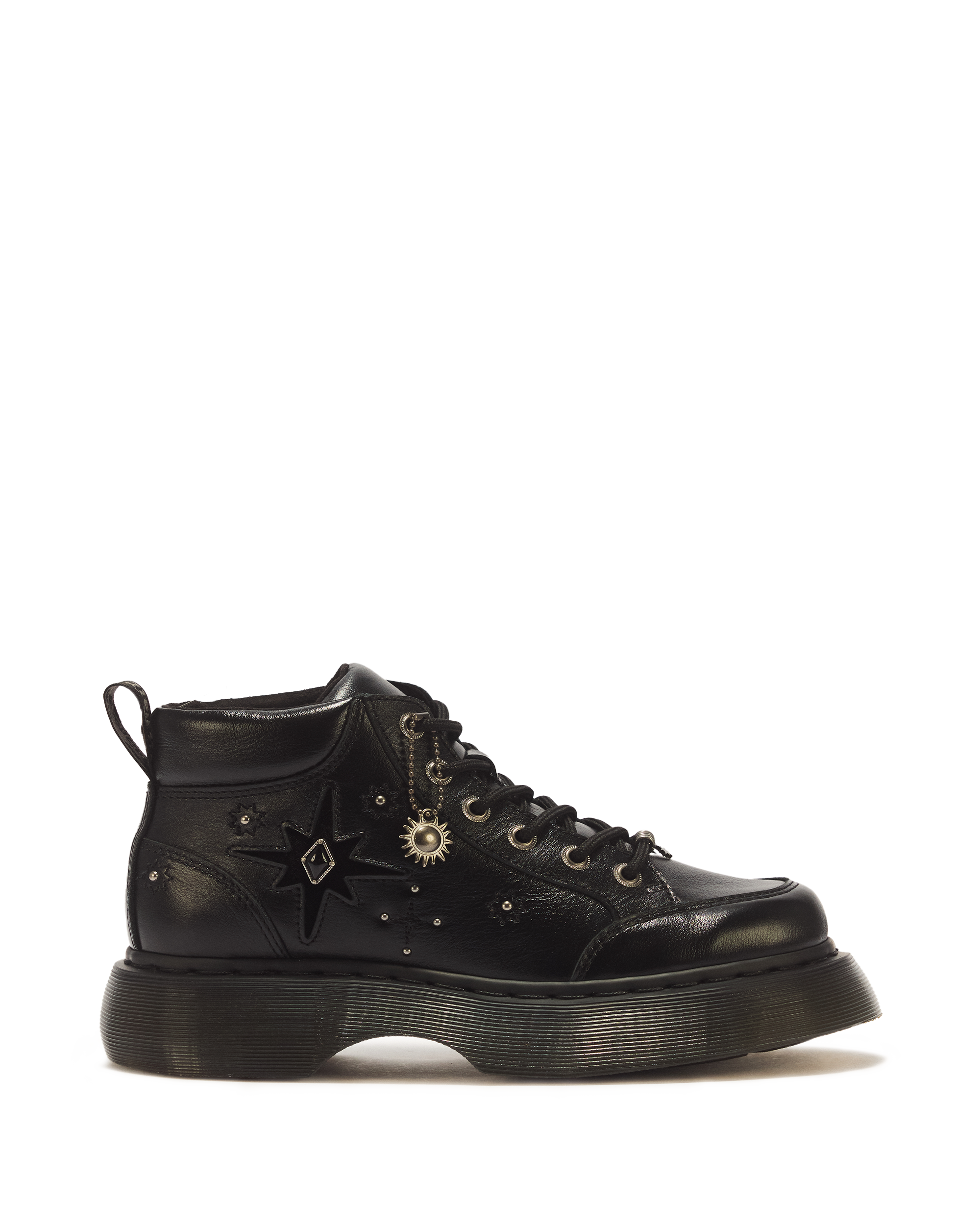 Buzz Whimsigoth 6 Eye Leather & Velvet Lace Up Boots product image