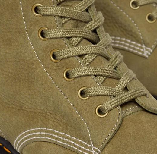 Close up of the suede 1460 boot in taupe