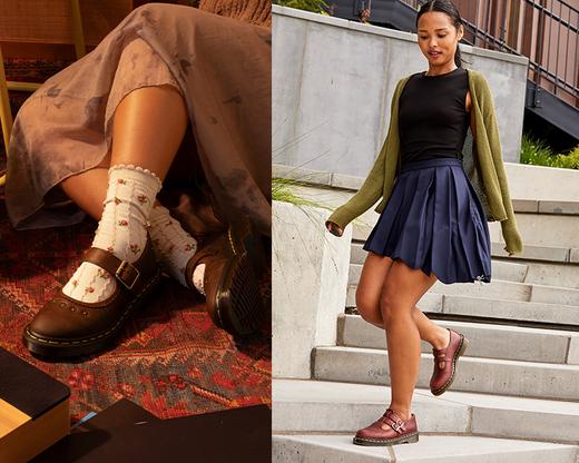 Two outfit ideas styling mary jane shoes