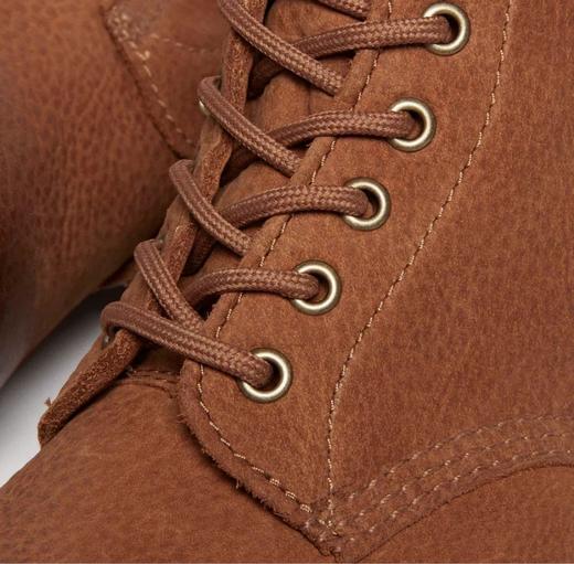 Close up of the suede 1460 boot in taupe