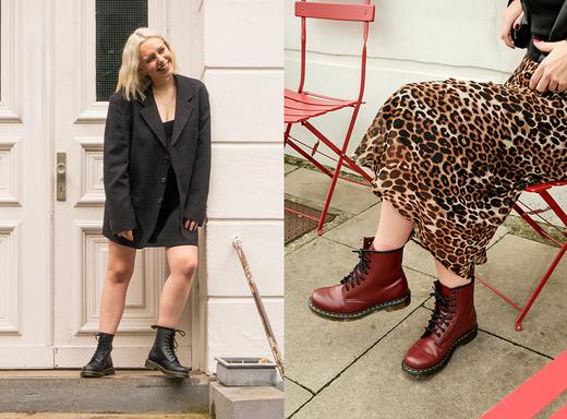 Two work outfit ideas with Dr. Martens black boots