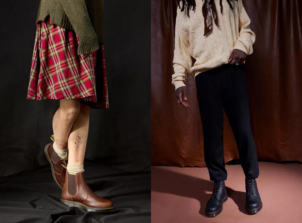 Two winter outfit ideas with Dr. Martens ankle boots