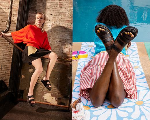 Two outfit ideas wearing sandals