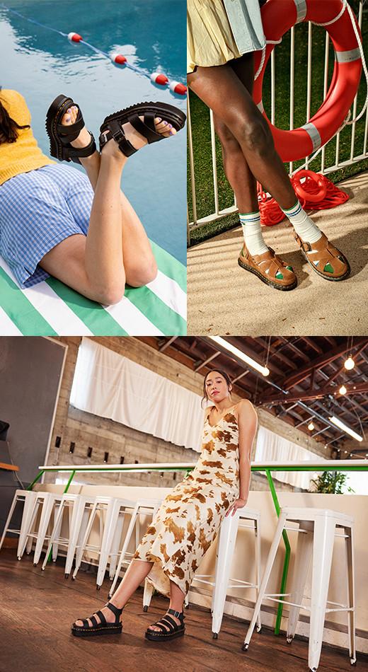 Three summer and spring outfit ideas with strappy sandals

