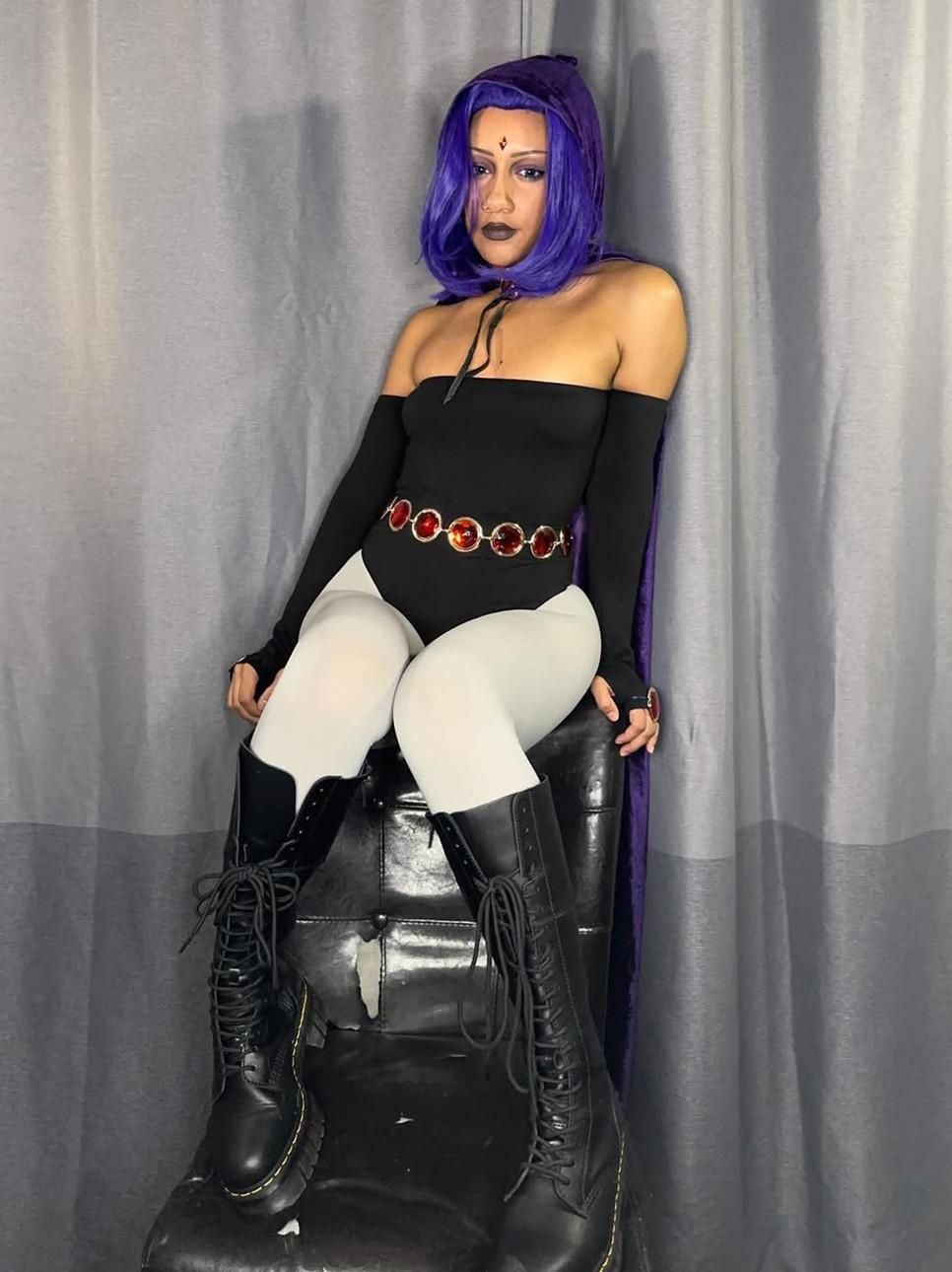 Stylish costume idea worn with Dr. Martens tall boots