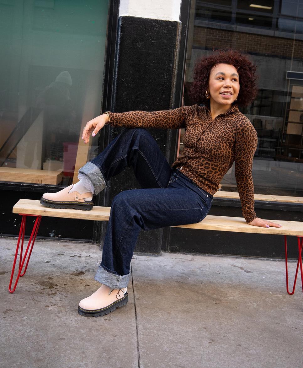 Stylish outfit idea featuring Dr. Martens Mules
