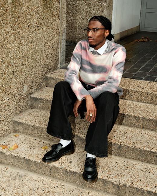 A formal men's outfit idea with Dr. Martens loafers