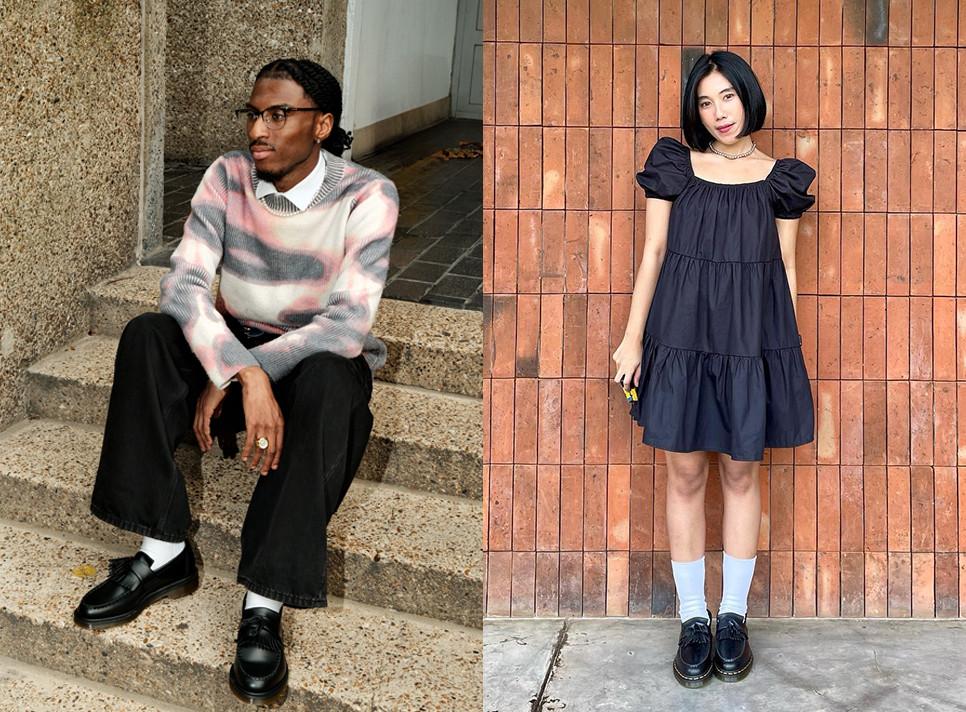 Two formal outfit ideas with Dr. Martens loafers