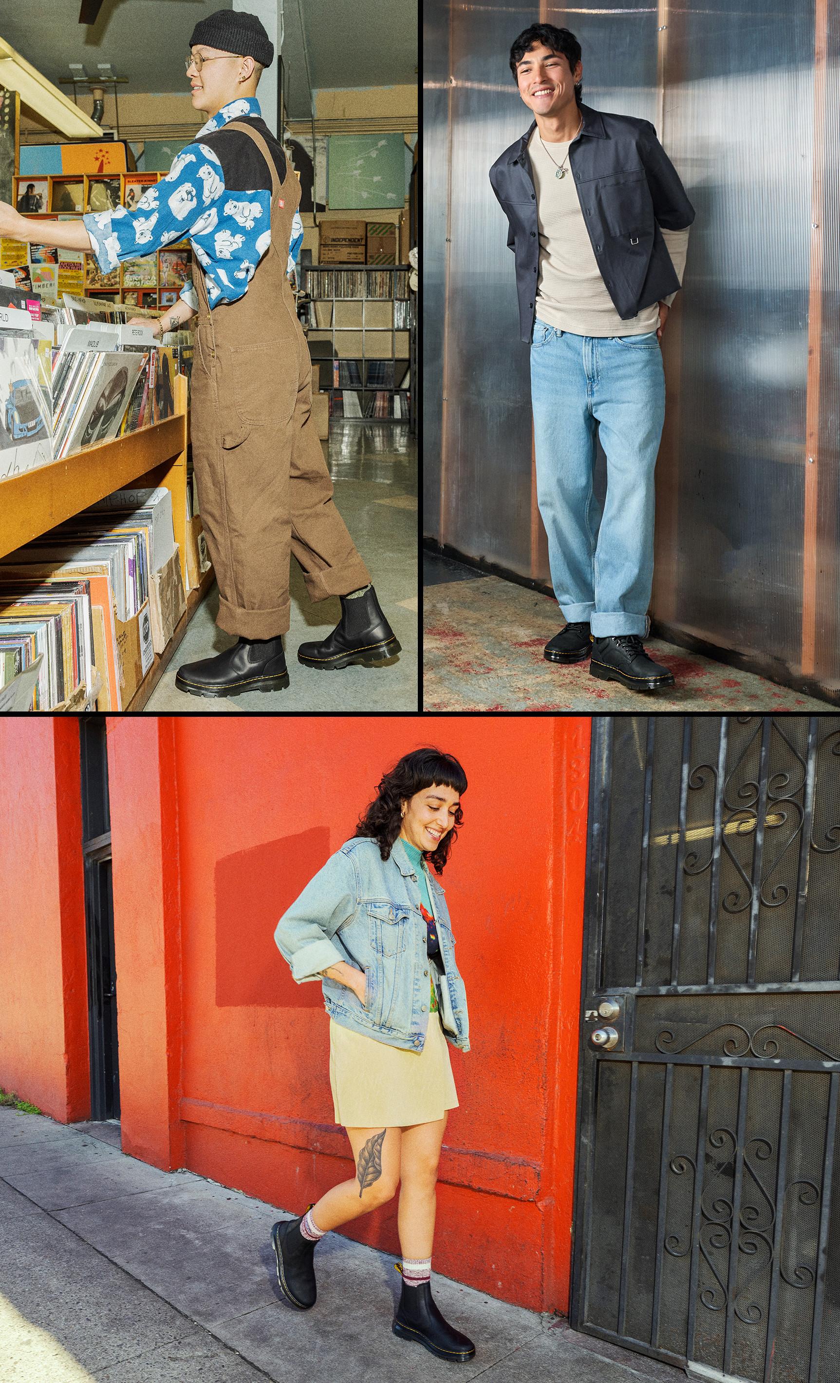 Dr. Martens casual boots styled in three ways