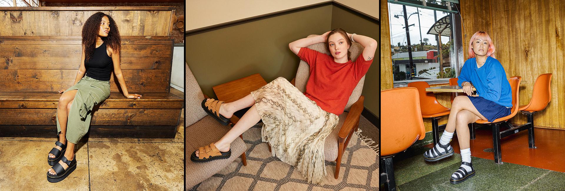 Dr. Martens sandals and mules styled in three ways