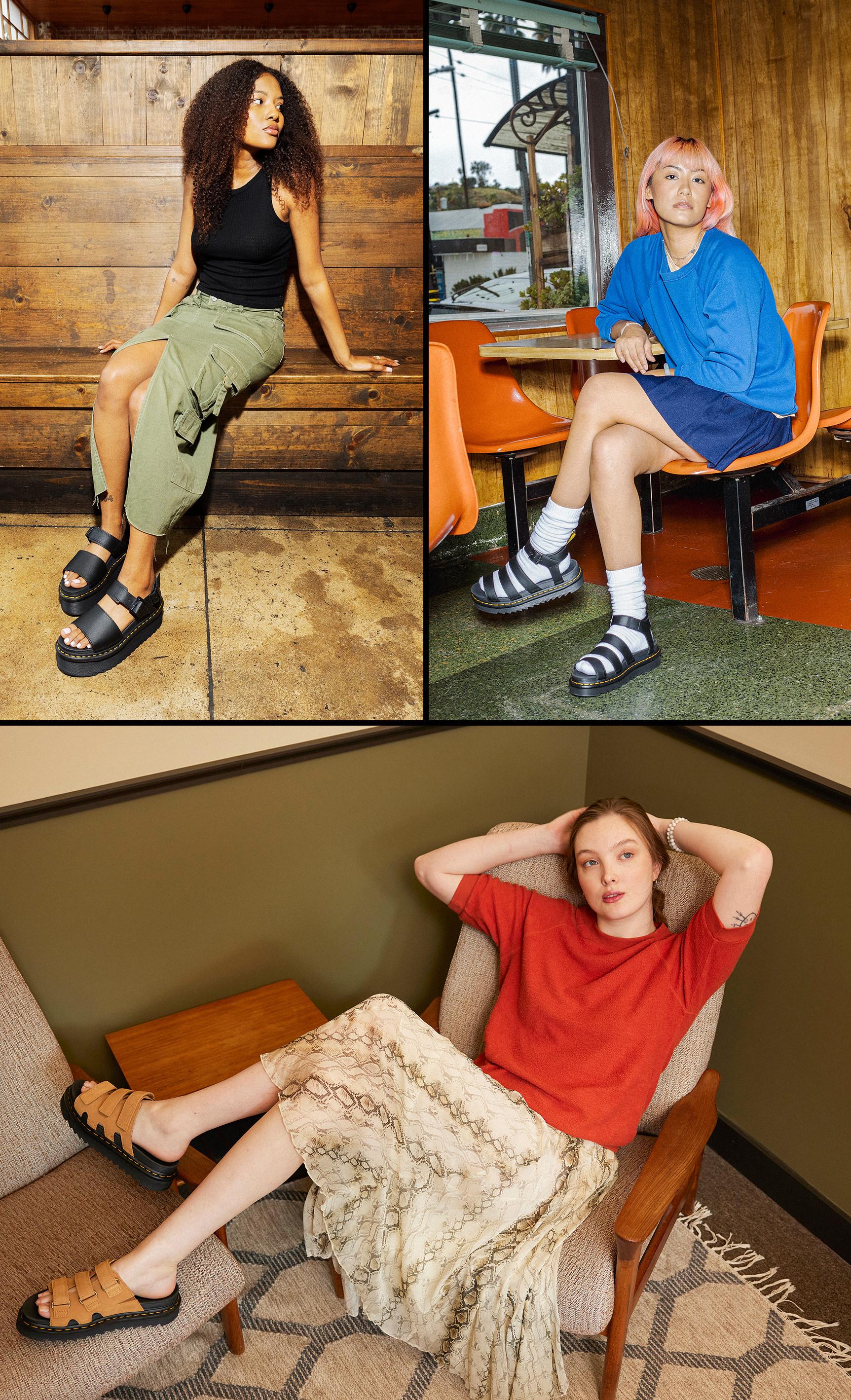 Dr. Martens sandals and mules styled in three ways