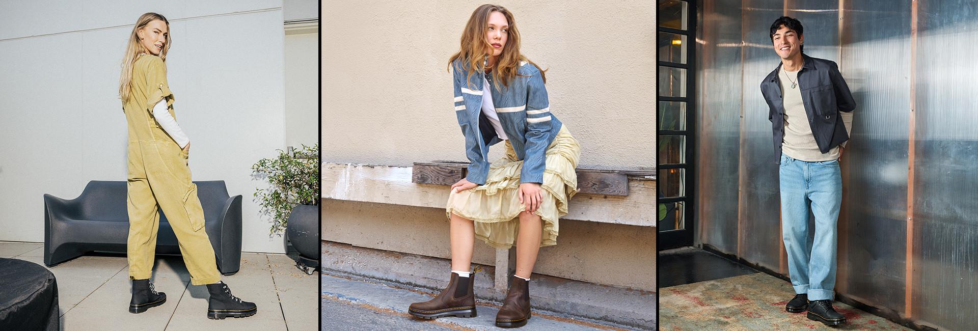 Dr. Martens casual boots styled in three ways