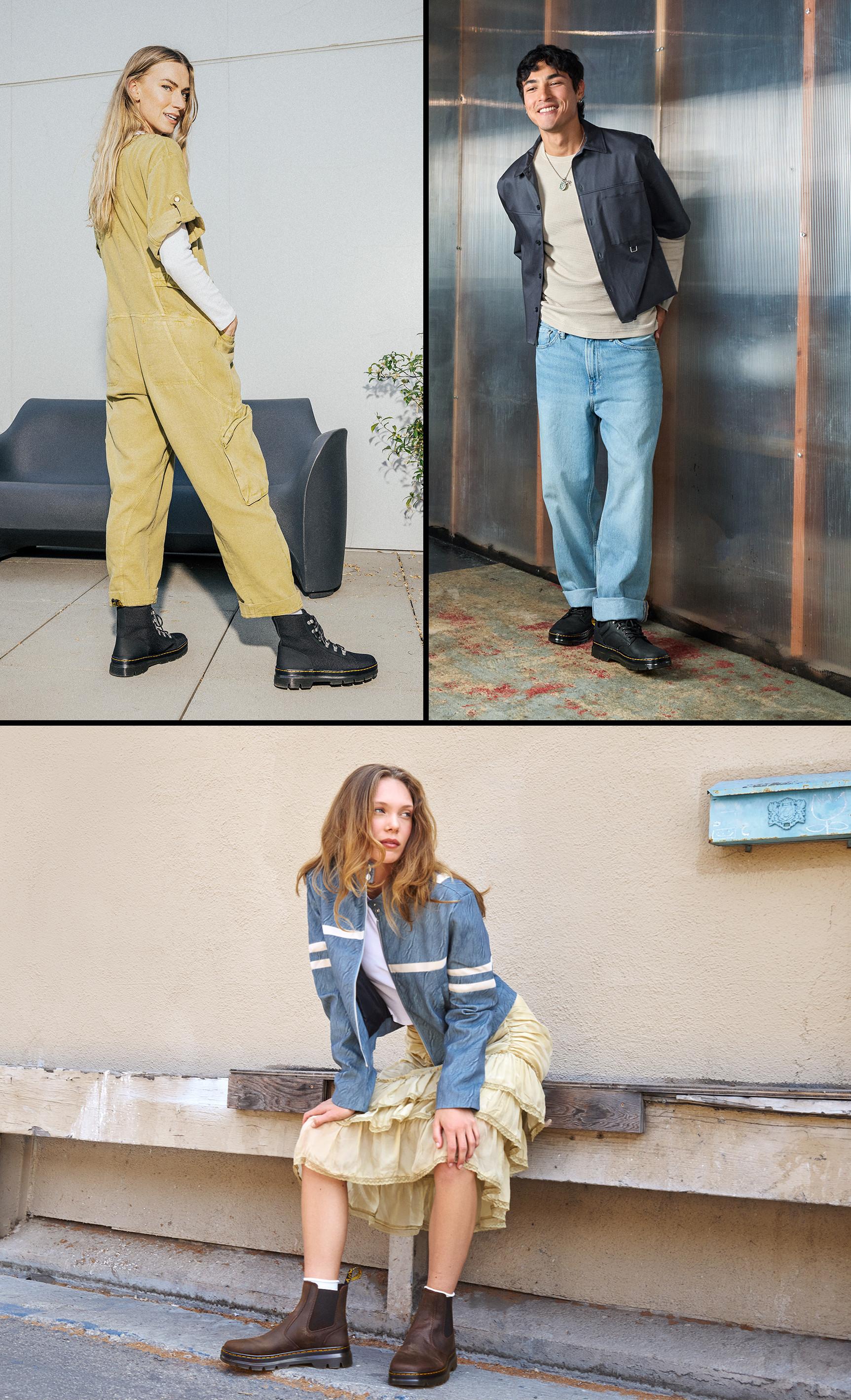 Dr. Martens casual boots styled in three ways