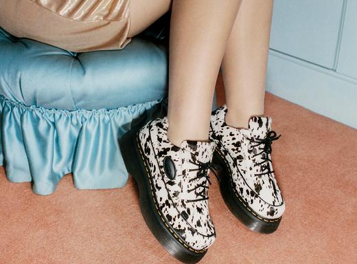 Close up of Dr. Martens Buzz Dalmatian shoe
