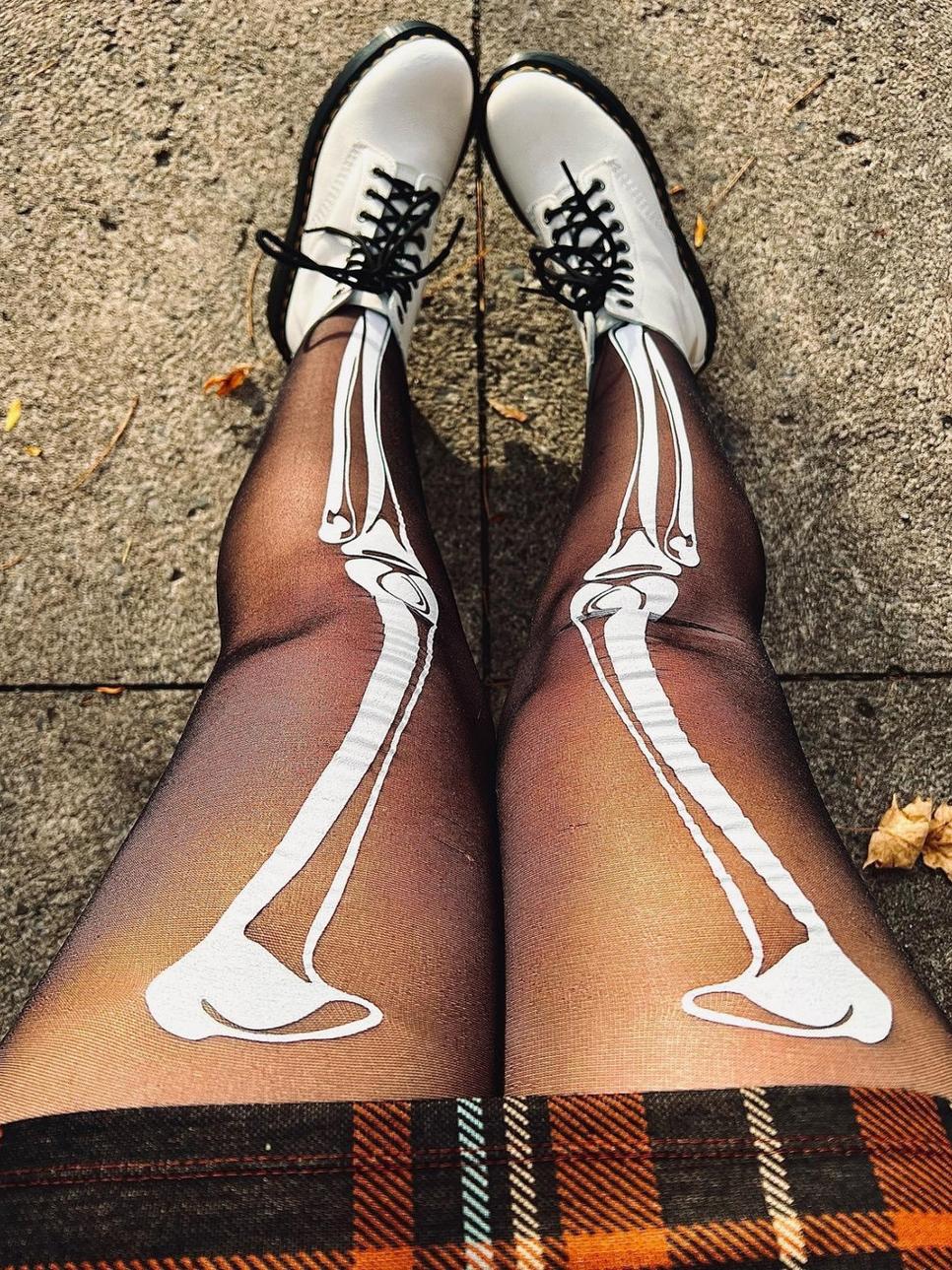 skeleton costume idea worn with white Dr. Marten 1460 boots
