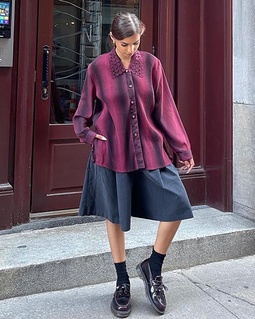 Outfit styled with Dr. Martens loafers
