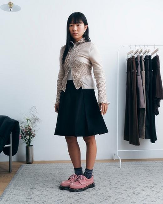 Stylish outfit idea featuring the Lowell Dusty Rose Milled Nubuck shoe