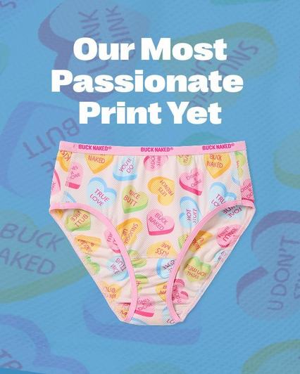 Candy heart patterned women's underwear.