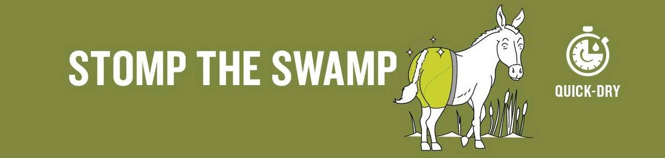 stomp the swamp (illustration of a donkey wearing underwear)