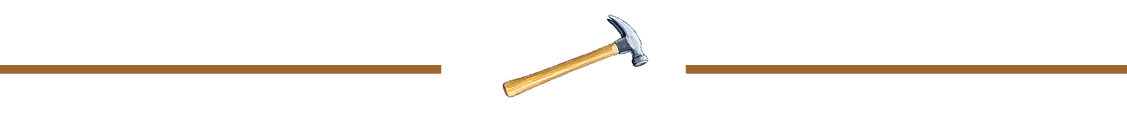 A brown line with an illustration of a hammer acts as a section divider