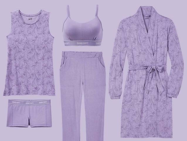 a collection of women's dang soft loungewear, in soft purple