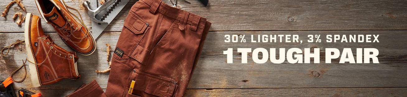 Headline: 30% Lighter, 3% Spandex, 1 Tough Pair.