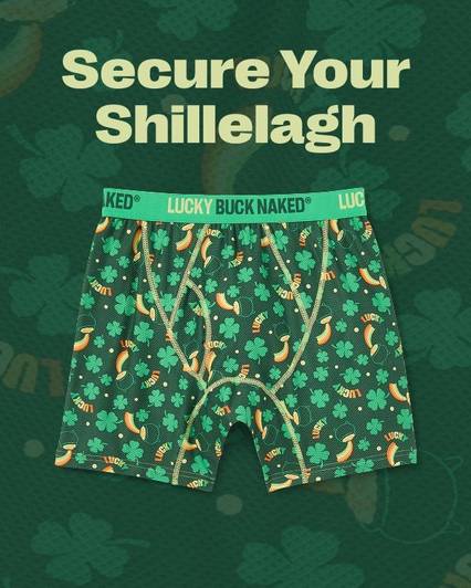 St. Patrick's Day patterned boxer briefs.