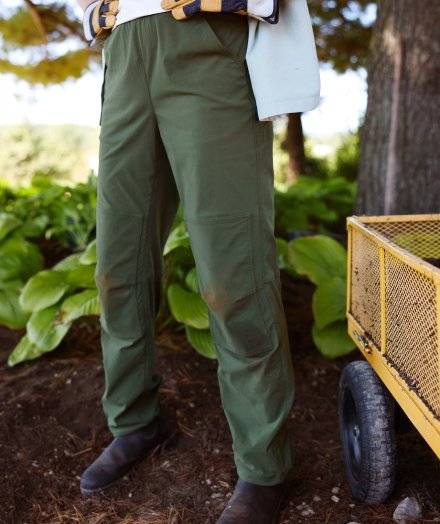 Woman wearing green pants.