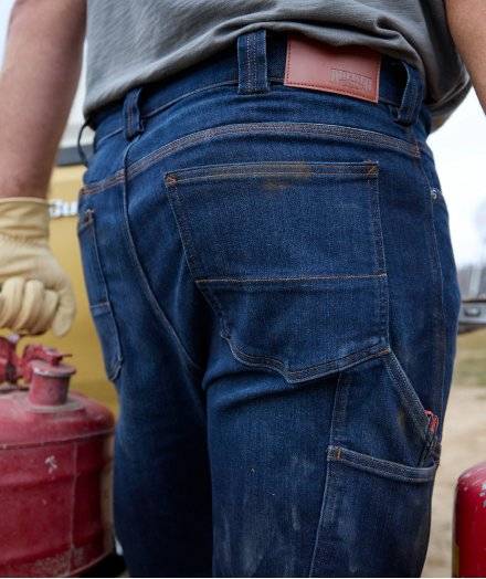 Man wearing blue jeans.