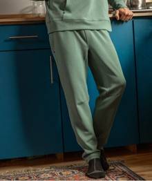 Man wearing green sweatpants.