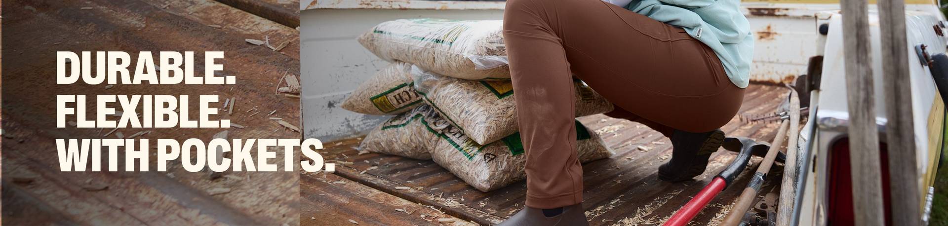 Headline: Durable. Flexible. With Pockets.