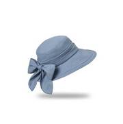 Blue sun hat with bow.